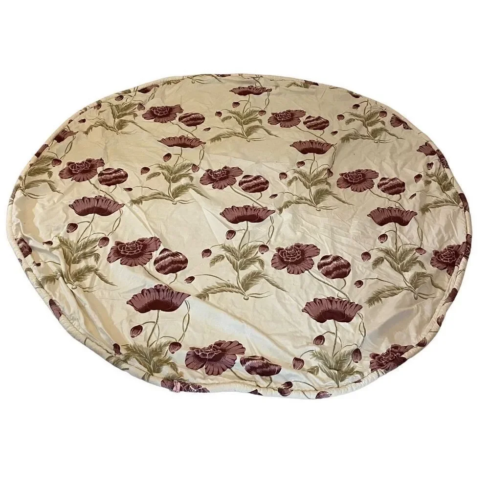 Vintage Custom Made Tablecloth Poppy Flowers 70”